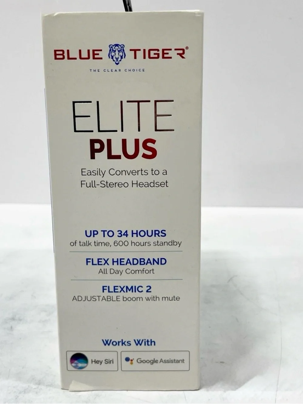 Blue Tiger Elite Plus 2-in-1 Convertible Bluetooth Headset, NC Boom Mic, Black